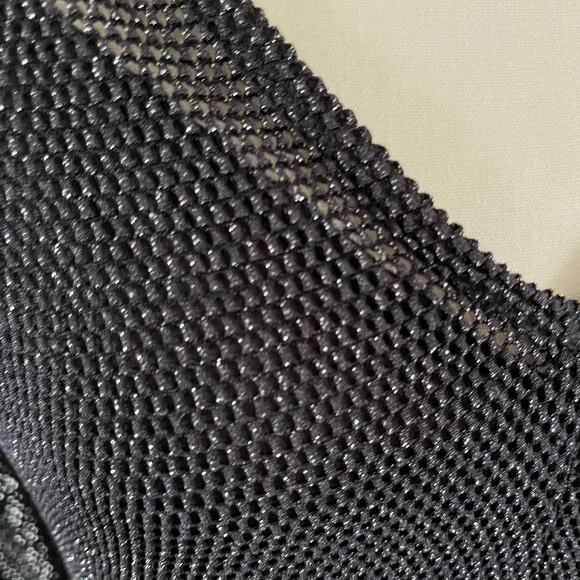 Zara Long Sleeve Metallic Mesh Overlay Midi Dress Sz M Whimsygoth Witchy - Picture 3 of 9